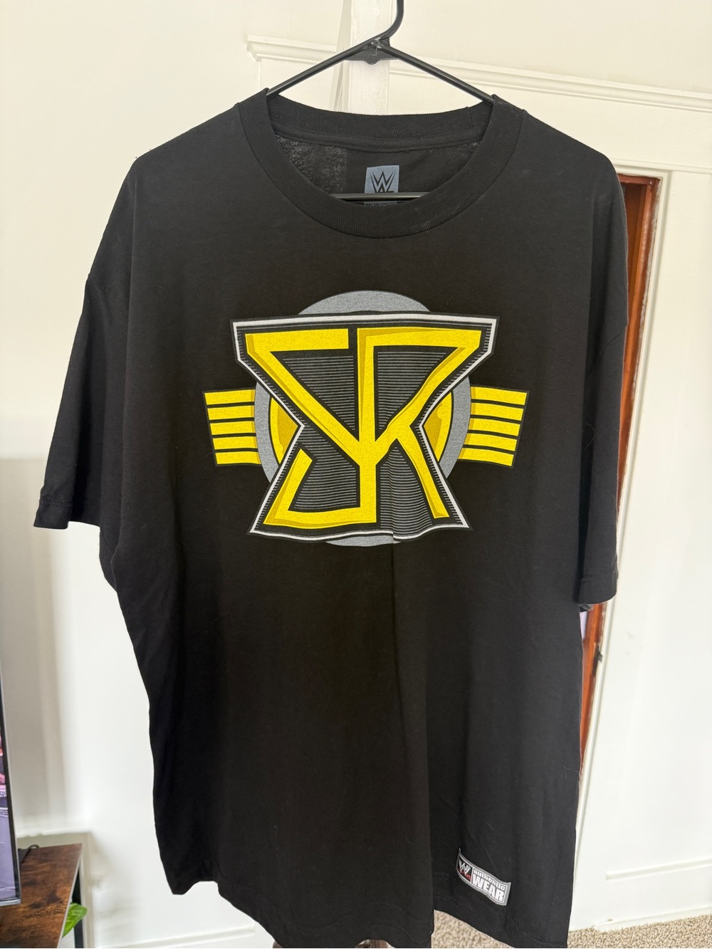Seth Rollins WWE Black T-Shirt with Yellow Logo Emblem